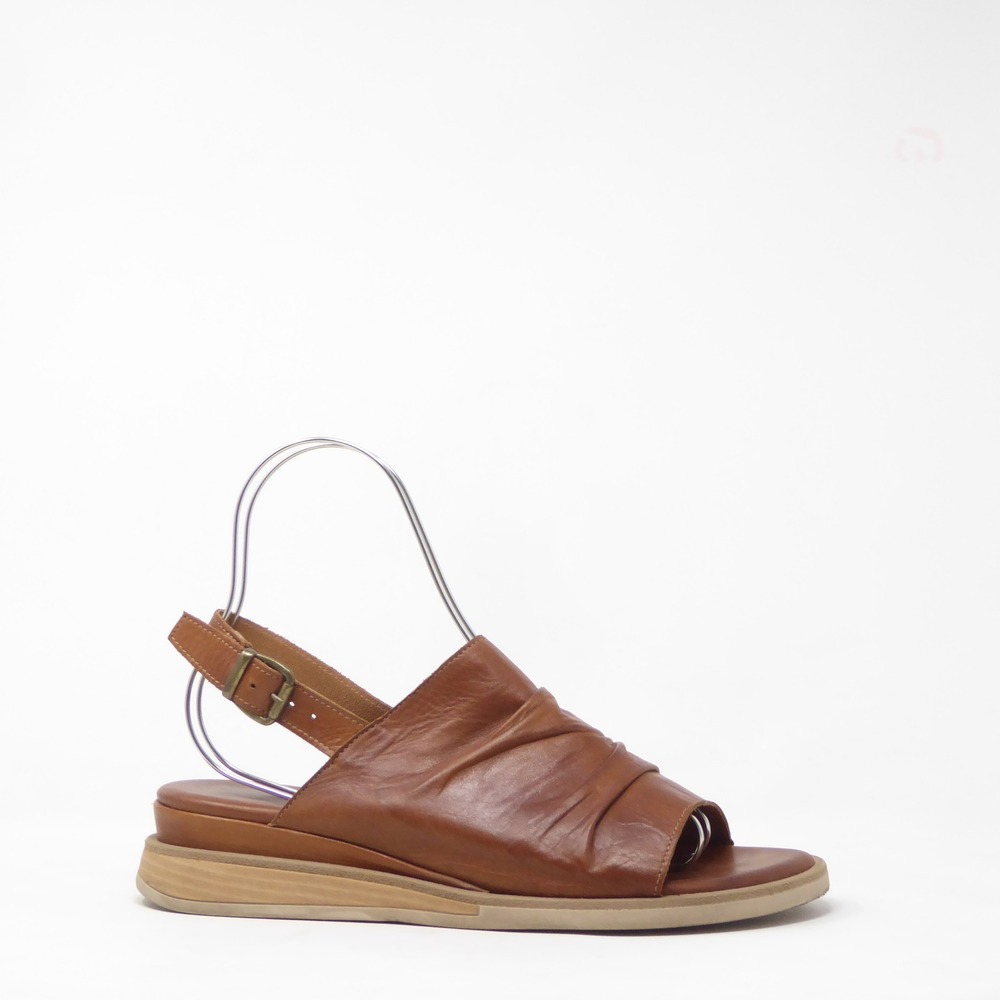 Miz Mooz Womens Cornwall Sandals Brown Leather Ruched Slingback 42 / 10.5-11